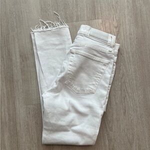 re/done white high rise ankle crop stretch jeans
